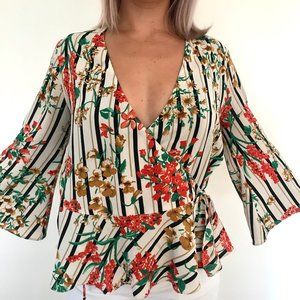 Zara Floral Wrap Blouse
